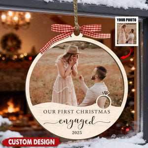 Our First Christmas Engaged Ornament – Custom Photo & Year