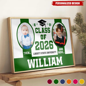 Personalized 2026 Graduation Then and Now Poster - Custom Name & Photo University Grad Gift