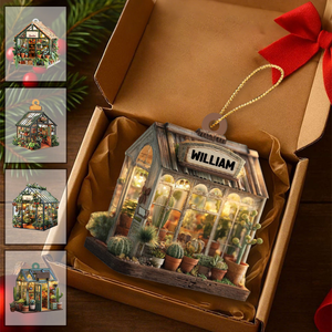 Personalized Greenhouse Christmas Ornament – Custom Name Garden Gift for Plant Lovers & Moms