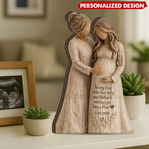 Personalized “Watching You Being a Mom” Wooden plaque - Custom Names Generational Love Gift
