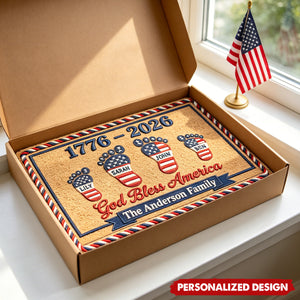 Personalized 1776-2026 Family Footprint Doormat - Gift for USA 250th Anniversary