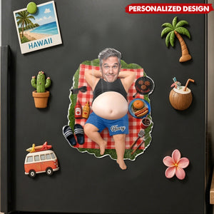 Personalized Funny Dad Vacation Acrylic Fridge Magnet - Design with Your Photo & Name