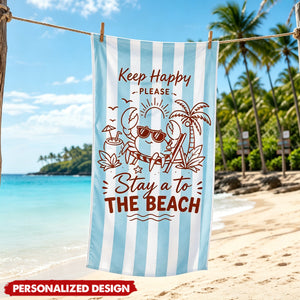 Personalized Sunglasses Crab Tropical Vacation Beach Towel - Custom Name