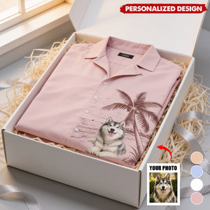 Personalized Pet Photo Tropical Palm Tree Hawaiian Shirt