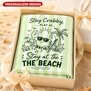 Personalized Sunglasses Crab Tropical Vacation Beach Towel - Custom Name