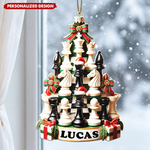 Personalized Chess Tree Christmas Acrylic Ornament - Gift For Chess Player