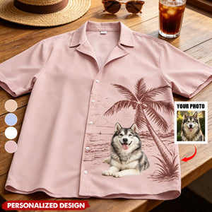 Personalized Pet Photo Tropical Palm Tree Hawaiian Shirt