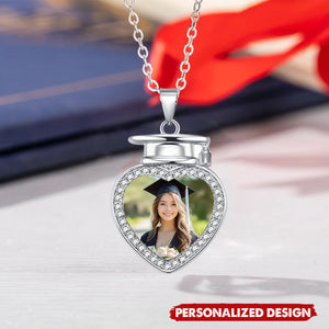Personalized Photo Heart Necklace – Graduation Gift for Her