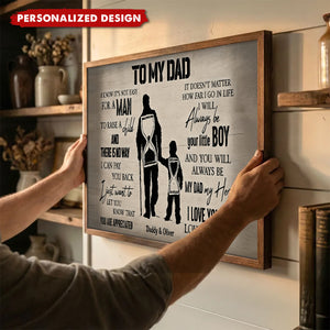 Personalized To My Dad Quote Poster - Father Child Silhouette Wall Art