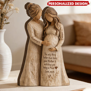 Personalized “Watching You Being a Mom” Wooden plaque - Custom Names Generational Love Gift