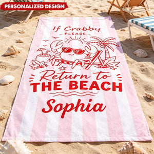 Personalized Sunglasses Crab Tropical Vacation Beach Towel - Custom Name