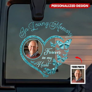 Personalized In Loving Memory Photo Heart Butterfly Decal Custom Memorial Sticker