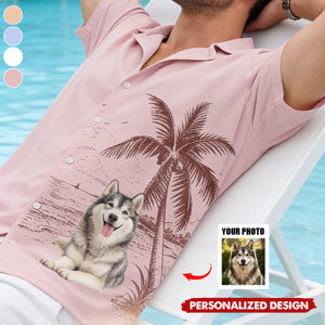 Personalized Pet Photo Tropical Palm Tree Hawaiian Shirt