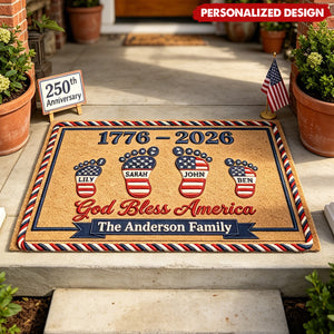 Personalized 1776-2026 Family Footprint Doormat - Gift for USA 250th Anniversary
