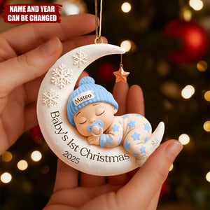 Personalized Baby Moon Ornament – Baby’s 1st Christmas Keepsake