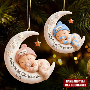 Personalized Baby Moon Ornament – Baby’s 1st Christmas Keepsake