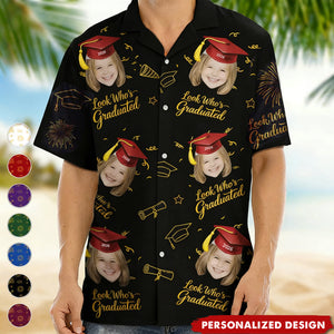 Personalized Graduation Photo Hawaiian Shirt - "Look Who's Graduated" Custom Face Print Shirt