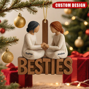 Custom “Besties” Friendship Ornament – Best Friend Christmas Gift