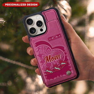 Personalized Grandma/Mom Leather Wallet Phone Case - Gift For Grandma/Mom