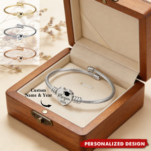Personalized Graduation Heart Bracelet — Custom Name & Year Gift for Her