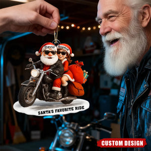 Personalized Santa Biker Couple Ornament – Custom Names Christmas Gift 2025