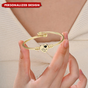 Personalized Graduation Heart Bracelet — Custom Name & Year Gift for Her