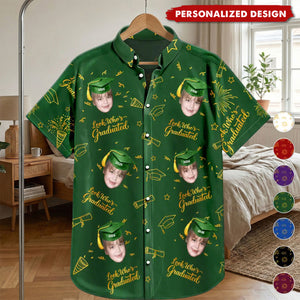 Personalized Graduation Photo Hawaiian Shirt - "Look Who's Graduated" Custom Face Print Shirt