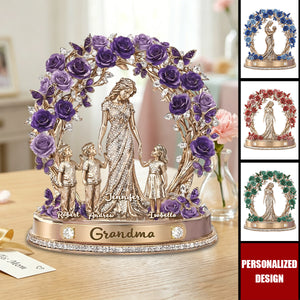 Personalized Family Tree Rose Wreath Plaque - Unique Gift for Grandma, Mom