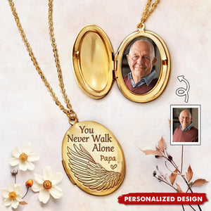 You Never Walk Alone - Personalized Photo Memorial Locket Necklace
