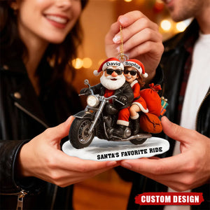 Personalized Santa Biker Couple Ornament – Custom Names Christmas Gift 2025