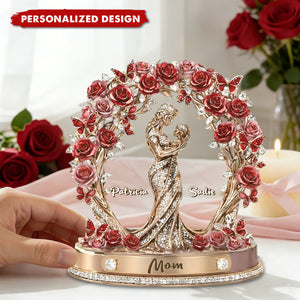 Personalized Family Tree Rose Wreath Plaque - Unique Gift for Grandma, Mom