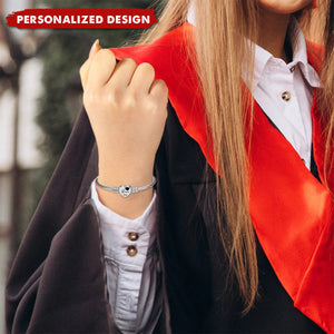 Personalized Graduation Heart Bracelet — Custom Name & Year Gift for Her