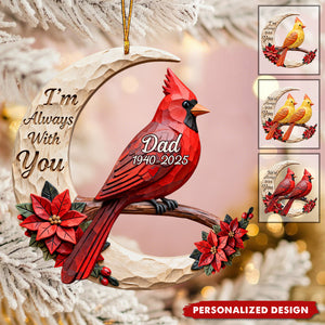 Personalized Cardinal Memorial Ornament – “I’m Always With You”