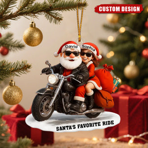 Personalized Santa Biker Couple Ornament – Custom Names Christmas Gift 2025