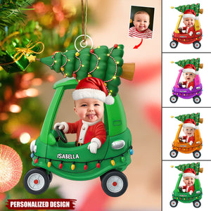 Custom Baby Christmas Car Ornament – Personalized Baby Photo & Name Keepsake