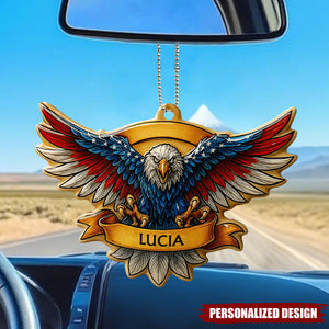 Personalized Eagle Car Hanging Ornament β Custom Name Patriotic Rearview Mirror Decor