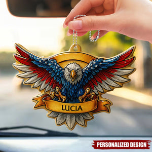 Personalized Eagle Car Hanging Ornament β Custom Name Patriotic Rearview Mirror Decor