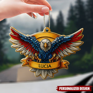 Personalized Eagle Car Hanging Ornament β Custom Name Patriotic Rearview Mirror Decor