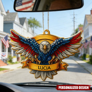 Personalized Eagle Car Hanging Ornament β Custom Name Patriotic Rearview Mirror Decor