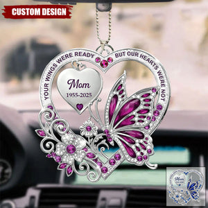 Memorial Heart Ornament for Mom/Dad – Personalized In Memory Car Charm Decor