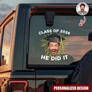 Personalized Funny Face Graduation Decal - 2026 Graduation Gift for Him/Her