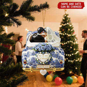 Personalized Just Married Car Ornament – Wedding Gifts For Couple