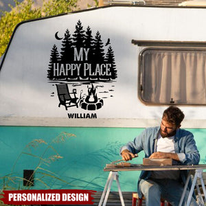 Personalized Forest Campfire RV Camper Window Decal - Gift For Camper Van Road Trip Lovers