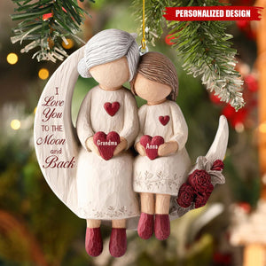 Custom Grandma & Granddaughter Keepsake β Christmas Moon Ornament