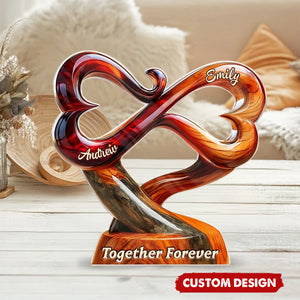 Personalized Infinity Heart Couple Ornament – 'Together Forever' Custom Name Home Decor