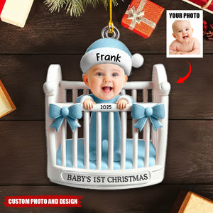 Personalized Baby’s 1st Christmas Photo Ornament – Custom Name & Year Keepsake