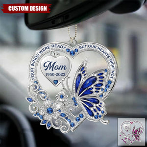 Memorial Heart Ornament for Mom/Dad – Personalized In Memory Car Charm Decor