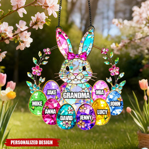 Personalized Easter Bunny Suncatcher - Custom Family Name Bunny Keepsake