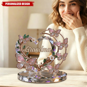 Personalized Butterfly Heart Plaque - Gift For Grandma, Mom