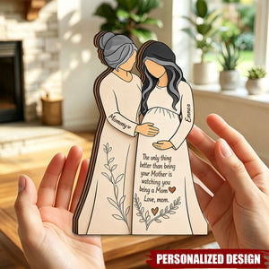 Personalized Mother & Pregnant Daughter Wooden plaque - Custom Names